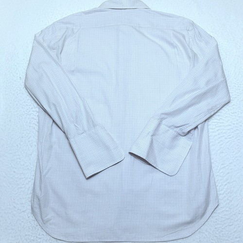 GITMAN BROS. 16½-32 White Blue Brown Graph Check Men's Long Sleeve Dress Shirt - Picture 4 of 7