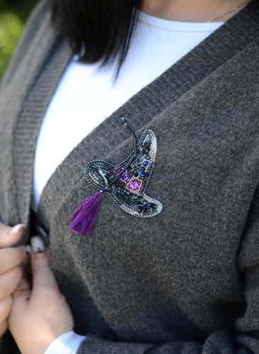 DIY Jewelry making kit "Witchcraft business", Seed beaded brooch, Bead - Picture 2 of 7
