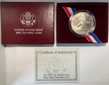 1992-D Olympic ‘Baseball’ Commemorative Uncirculated Silver Dollar w/ OGP & COA