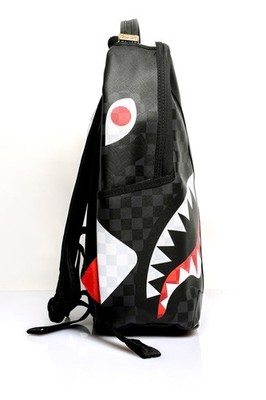 Sprayground Black Checkered Backpack Shark In Paris Logo Monogram