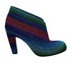 United Nude Women's Fold Hi Ankle Bootie EU 40 US 9 Bright Mix Striped Rainbow