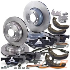 4x BREMSSCHEIBE + BELÄGE + BACKEN + NACHSTELLER VORNE + HINTEN FÜR BMW 3-ER 4-ER