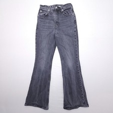 Levi's Premium 70s High Flare Jeans Size 25 Faded Black Boho Bell Bottom Denim