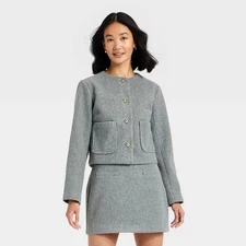 Women's Brushed Boucle Lady Jacket - A New Day Gray M