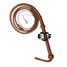 Indiana Jones Style 6FT Genuine Cow Leather Bullwhip – 12 Plait Hand-Braided Bro