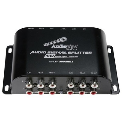 AUDIOPIPE SPLIT-3003RCA RCA 1 IN/3 OUT SPLITTER W/ 10V AUDIO SIGNAL LINE DRIVER