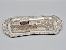 Antique Old Sheffield Plate Candle Wick Snuffer W.Hutton 1837 & Tray Stand