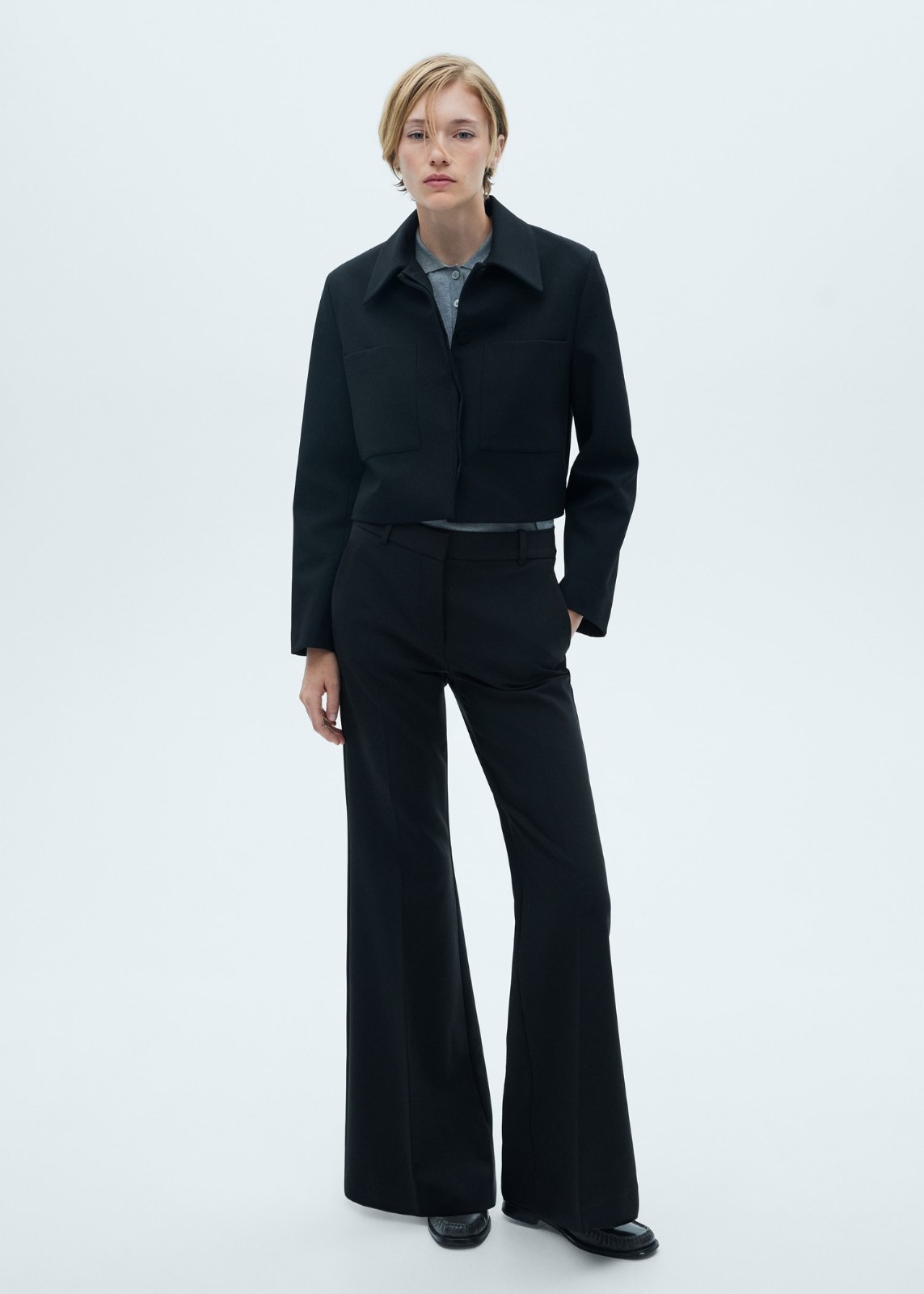 MANGO Mid-rise flared pants Black 77036756