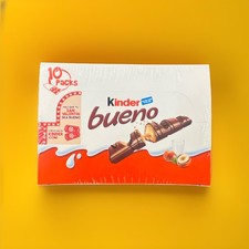 Kinder Bueno 10- Pack Box 43g Each Chocolate Covered Waffer With Hazelnut Cream