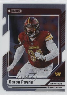 2024 Panini Donruss Silver Press Proof Die-Cut 31/75 Daron Payne #5 0q3