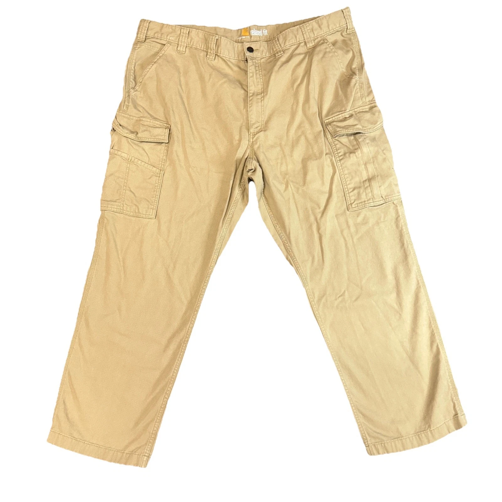 Carhartt Cargo Pants Relaxed Fit Mens 44x30 Tan Straight Leg Workwear Outdoors