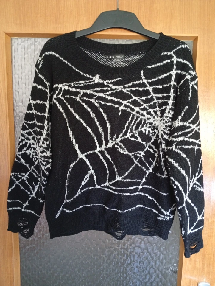 Pullover Shein Gr.M 38 Schwarz/Weiß... Halloween Spinnennetz - Bild 2 von 4