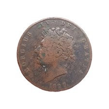 1827 King George IV Copper Half Penny Coin