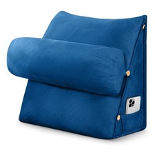 Bed Wedge Reading Pillow with Roll Pillow Soft Triangular Cushion For Bed