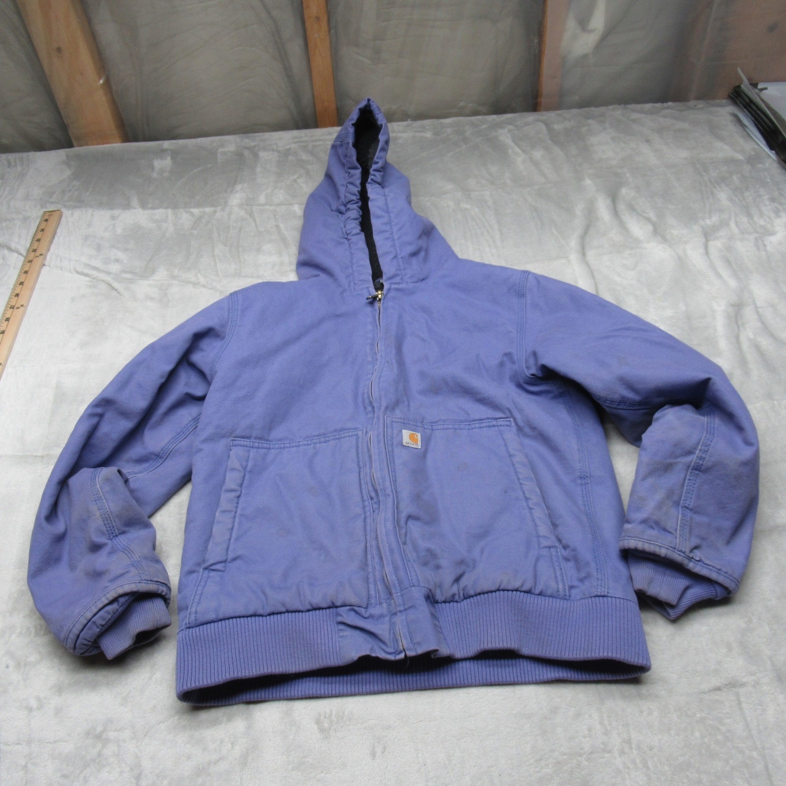Carhartt Jacket Boys Large 14 Purple Sherpa Lined Duck Canva