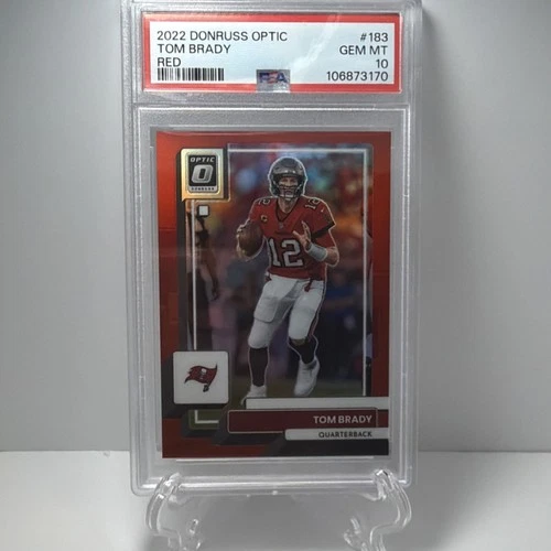 Panini 2022 Donruss Optic Tom Brady #183 Red Prizm Serial Numbered 99/99 PSA 10