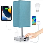 Bedside Lamp with USB Ports - Touch Control Table Lamp for Bedroom with USB +...