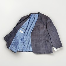 Oak Hill Sport Coat Silk Wool Windowpane Blazer Mens 3XL 54-56R Grey Blue Check