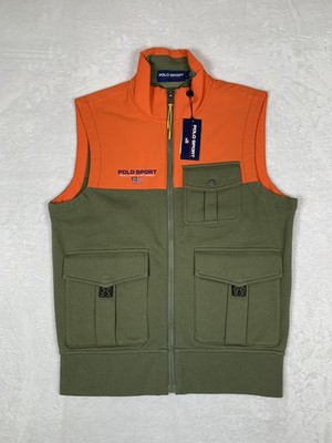 Polo Sport Ralph Lauren Vest Mens Small Green Orange PS Red Rocks 2 Fleece NWT