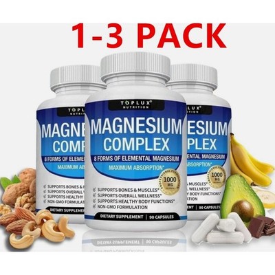 Toplux Nutrition Magnesium Complex 1000mg 8 Elemental Magnesium  - 1/2/3 Bottles