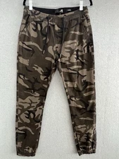 House Brand Men’s Camo Jogger Trousers Elastic Waist Cuffed Ankles Size S