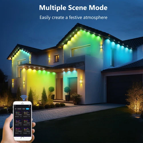 50ft Permanent RGBIC Outdoor Lights Smart LED Eaves Lights Scene Mode Music Sync - Picture 9 of 15