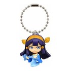 Purple-haired Puzzle & Dragons HOLY ISIS mascot figure with gold accents, attached to a silver ball key chain.
