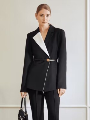 Elegante Damen Anzüge mit Gürtel Arbeitskleidung Set Damen Büro Bräutigam Abschlussball Smoking