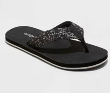 Unisex Cat & Jack Flip Flop Sandals Black Stripe Thong Open D Toe Medium Width