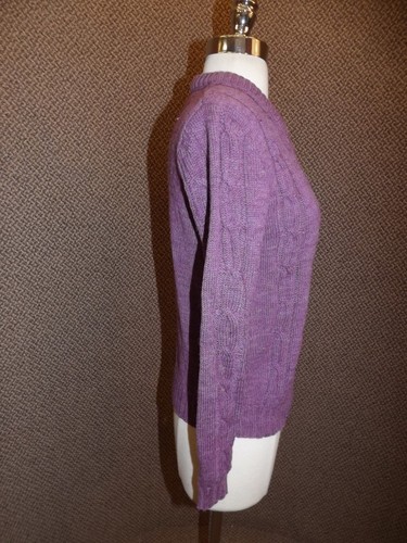 Vtg 1960s NEW NOS Purple 100% Wool V Neck Cable Knit Pullover Sweater Womens 36 - Picture 3 of 6