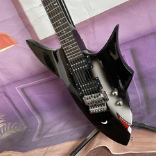 Special Shape Electric Guitar Basswood Body Maple Neck Solid Body Black Shark