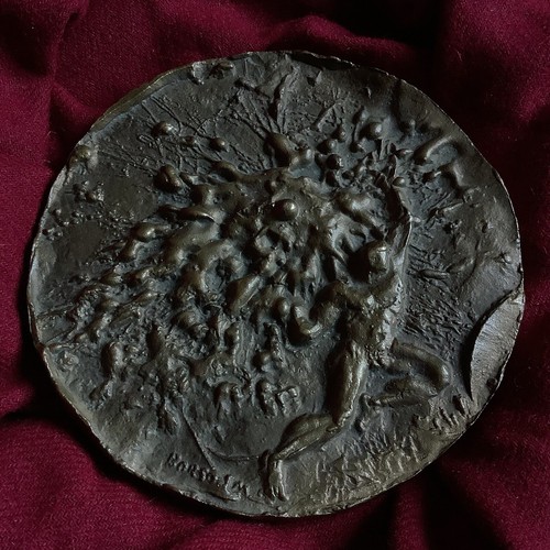 Science Atom Physics Award Antique 1989 Male Nude Gay Art Borsos Bronze Medal - Picture 10 of 16
