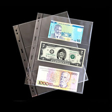 60 Sheets Currency Sleeves for Bill Binder,3-Pocket Page Dollar Bill Holders ...