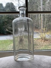 Antique Strap Sided Whiskey Flask clear unembossed