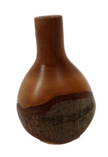 BUD VASE Artist Signed 1996 Handcrafted Turned Wood Raw Edge 4" Small