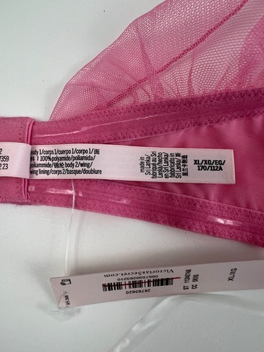 Victoria's Secret Body Netz & Stickerei mit Bustier BH Pink XL Neu mit Etikett - Bild 8 von 9