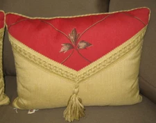 1 Frontgate Red Envelope Outdoor Lumbar sofa chair throw tassel Pillow 20x12"