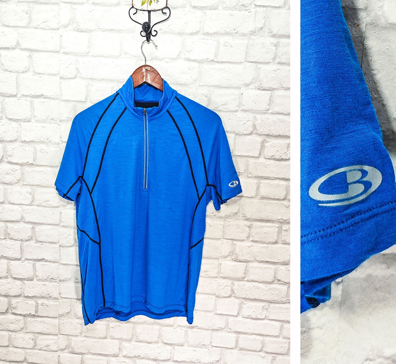 Icebreaker GT 150 Ultralite Lana Merino Senderismo Viaje Azul Hombre Camiseta...