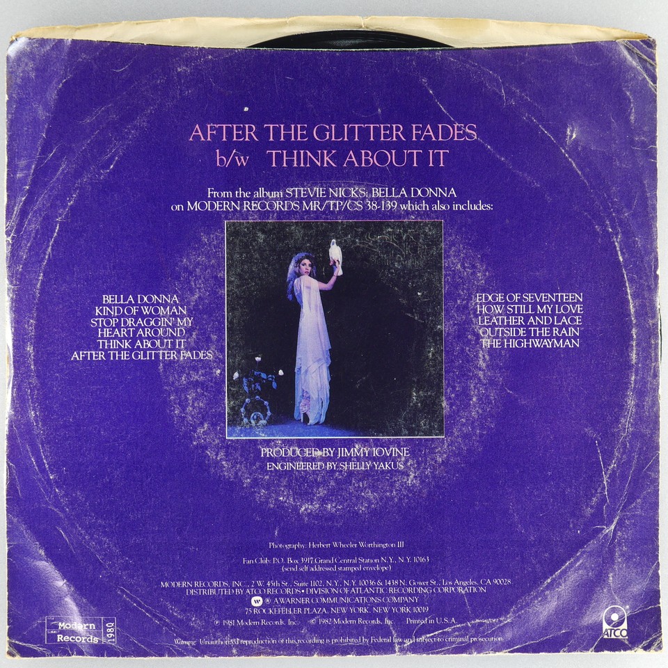 STEVIE NICKS After The Glitter Fades MODERN MR 7405 VG 45rpm 7" 1982