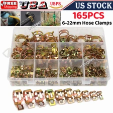 US Hose Clamps Assortment 165PCS Kit Steel Spring Clips Water Fuel Tube Air Pipe
