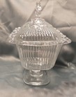 Vintage Indiana Glass Lace Edge Clear Footed Pedestal Candy Dish with Lid — photo 5