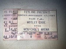 Rock Music Band: Motley Crue - ticket stub Nov 1985 Denver CO