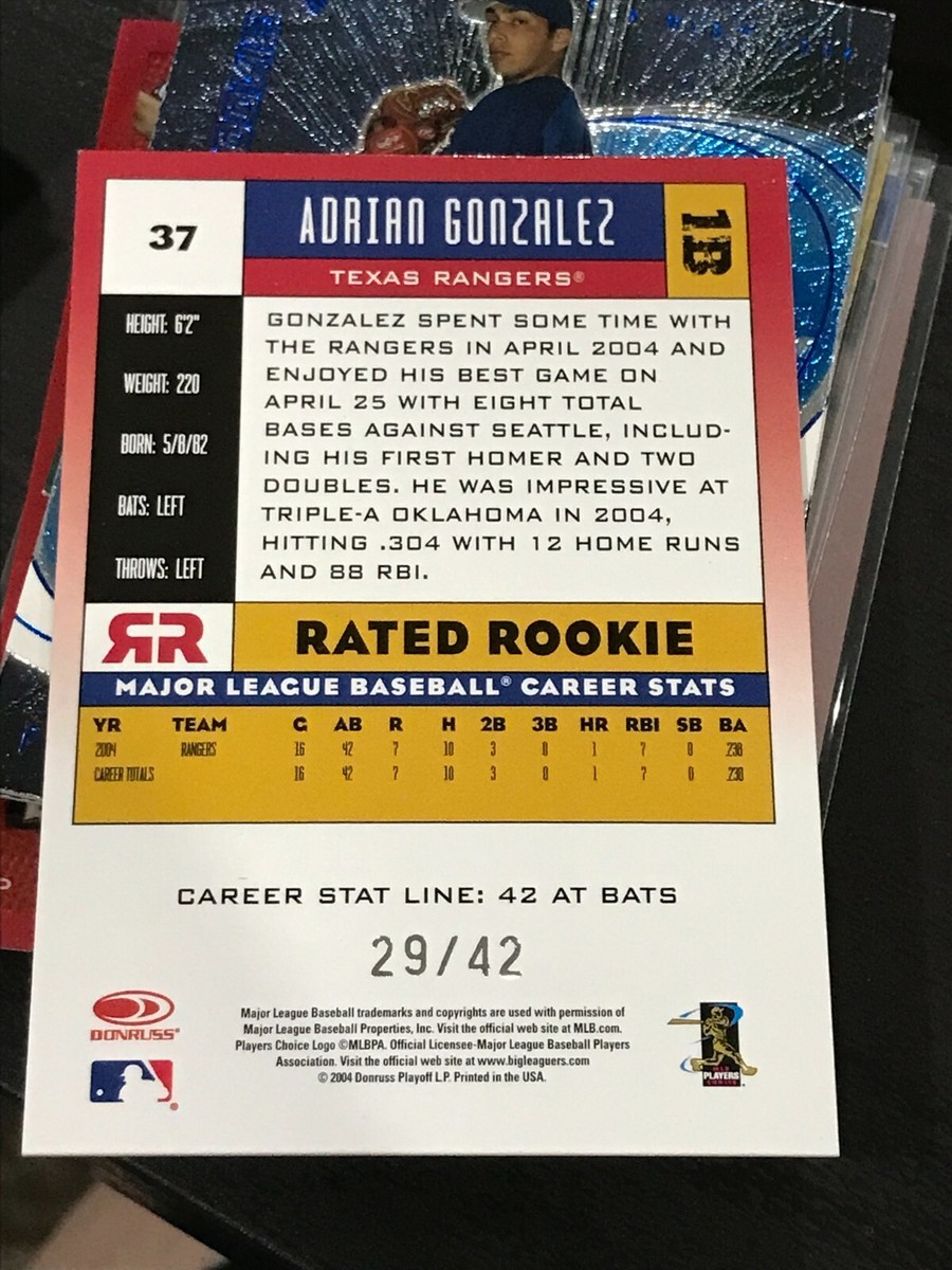 2005 Donruss Stat Line Career #37 Adrian Gonzalez RR/42 rangers