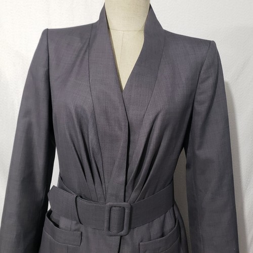 Anne Klein grau Business Büro Rock Gürtel gerafft vorne Blazer Anzug 8 - Bild 5 von 24
