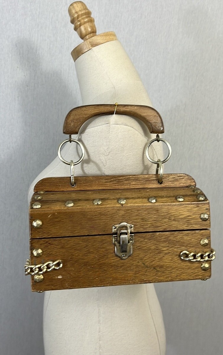 米軍 実物 60年代 貴重品袋 639 Vintage 60s Mr R Wooden Box Chain Metal Studded Box Purse