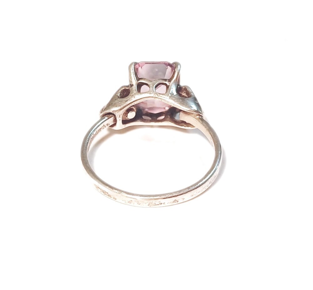 Lavender Sterling Silver Ring Simple Emerald-Cut … - image 3