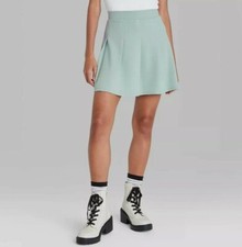 Women's A-Line Soft Pleated Mini Skirt Sea Green - Wild Fable Size Medium L 