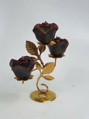 Old Beautiful Candlestick Candle Holder BMF 24 Carat Real Gold Plated Candles...