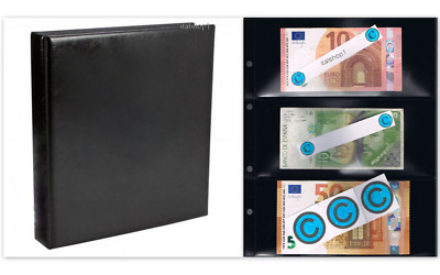 ALBUM RACCOGLITORE PER BANCONOTE CARTAMONETA 25 FOGLI NERI A  SCOMPARTI