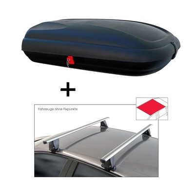 Dachbox BA320Ltr carbonlook+Dachträger VDP Delta für für Alfa Romeo Giulia 4Tür 